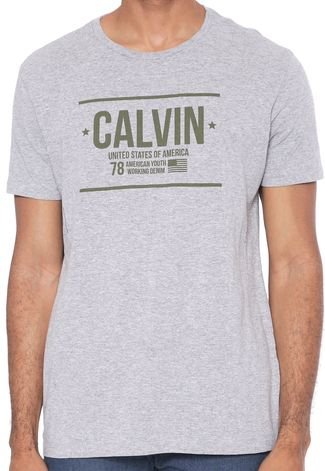 Camiseta Calvin Klein Lettering Cinza