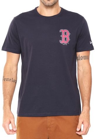 Camiseta New Era Logo Boston Red Sox Azul Marinho