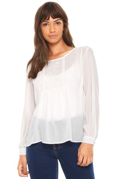 Blusa D F TOP MODA Bordada Branca - Marca D F TOP MODA