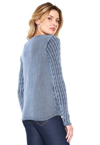 Suéter Carmim Tricot Estonado Azul