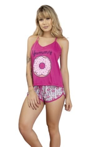 Pijama Feminino WLS Modas Short Doll Estampado Pink