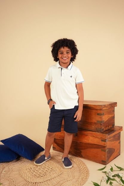 Bermuda Infantil Menino Alfaiataria Azul - Marca Crawling