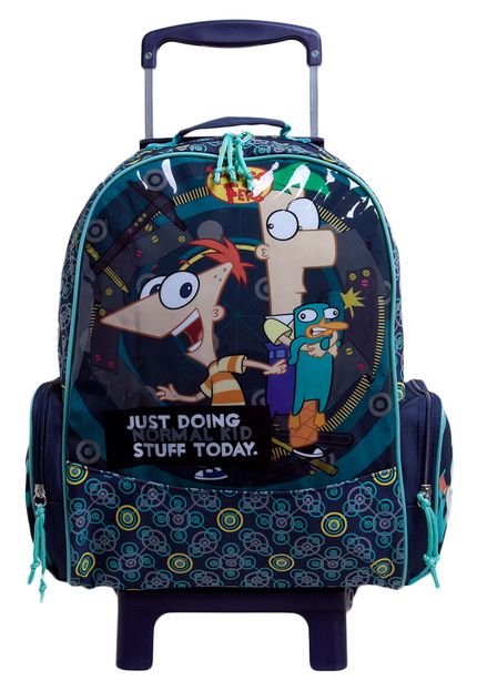 Mochilete Phineas e Ferb Just Doing Azul - Marca Phineas e Ferb