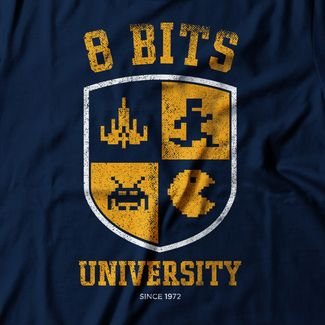 Camiseta Feminina 8 Bits University - Azul Marinho