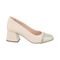 Scarpin Sapato Boneca Salto Grosso Bico Quadrado Strass Off White - Marca Stessy Shoes