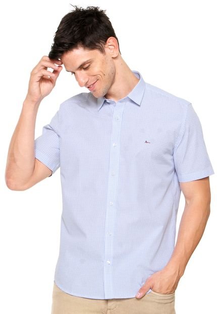 Camisa Aramis Slim Quadriculado Branca/Azul - Marca Aramis