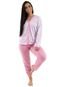 Pijama Feminino Botão Linha Noite Longo Amamentação Rosa Claro - Marca Linha Noite