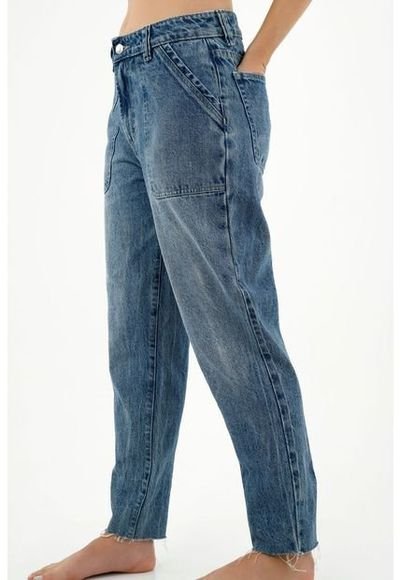 Jean Azul Con Bolsillos De Parche Para Mujer Compra Ahora