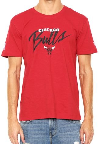 Camiseta New Era Staary Halo Chicago Bulls Vermelha