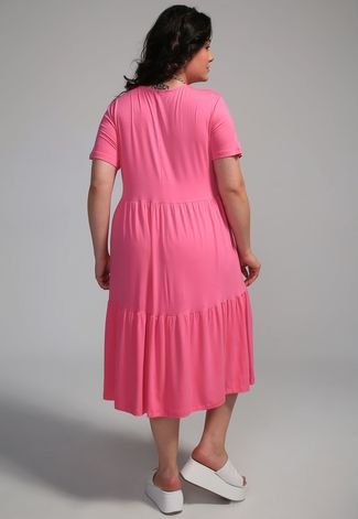 Vestido AMBER Curves Plus Size Midi Marias Pink - Compre Agora