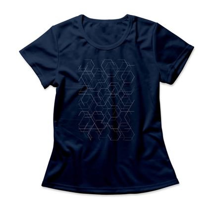 Camiseta Feminina Connected Lines - Azul Marinho - Marca Studio Geek 