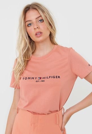 Camiseta Tommy Hilfiger Logo Rosa - Compre Agora