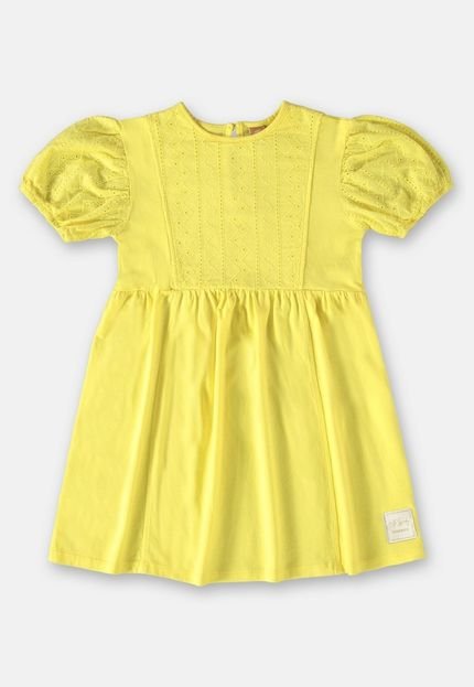 Vestido Infantil Bufante em Meia Malha Up Baby Amarelo - Marca Up Baby