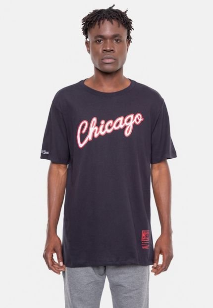 Camiseta Mitchell & Ness Chicago Bulls Teamword Preta - Marca Mitchell & Ness