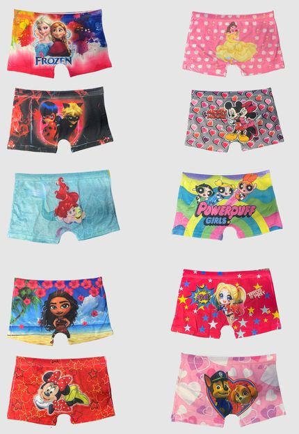 Kit 10 Calcinha Infantil Boxer Fristyle Personagens - Marca FRISTYLE