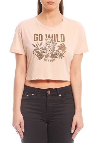 Camiseta Cropped Sommer Go Wild Bege