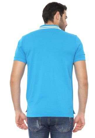 Camisa Polo Tommy Hilfiger Reta Bordada Azul/Branca