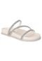 Sandalia Papete Feminina Chinelo Brilho 3 Tiras Off White Estilo Shoes - Marca Estilo Shoes