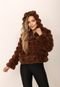 Jaqueta Puffer Pelos Teddy Premium Com Capuz Inverno Madalenna  Marrom - Marca Cia do Vestido