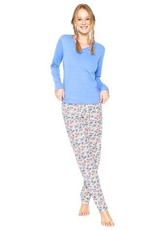 Pijama Mundo do Sono Estampado Azul