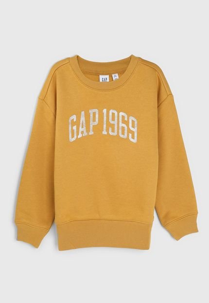 Blusa de Moletom GAP Infantil Logo Amarelo - Marca GAP