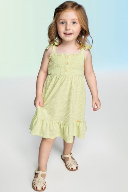 Vestido Infantil Menina Curto com Lastex Bolinhas Colorittá Verde - Marca Colorittá