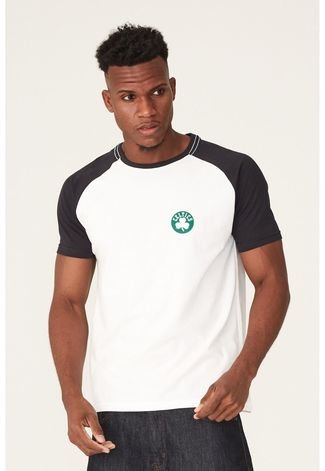 Camiseta NBA Raglan Estampada Boston Celtics Off White