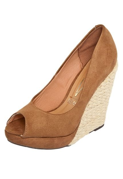 Peep Toe Anabela Vizzano Marrom - Marca Vizzano