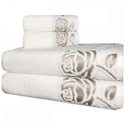 Jogo de toalha com 4 Peças 2 Toalhas Banhão 2 Toalhas Rosto 100 algodão - Marca Toalhas Olinda