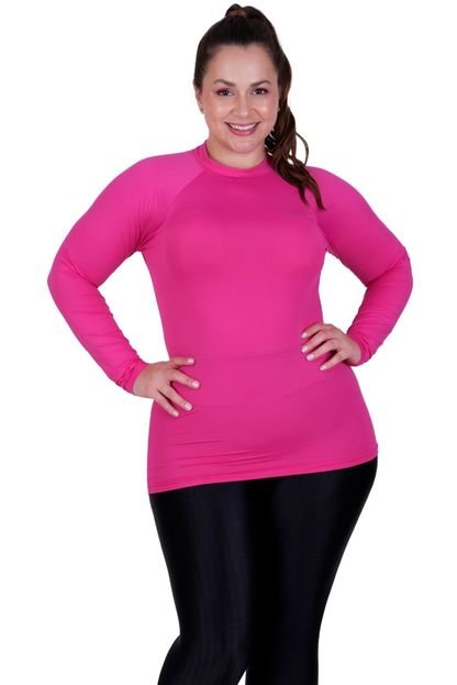 Blusa Plus Size Proteção Solar UV 50  Terra e Mar Camisa Térmica Segunda Pele Frio e Calor Feminina Inverno Frio Pink - Marca TERRA E MAR MODAS