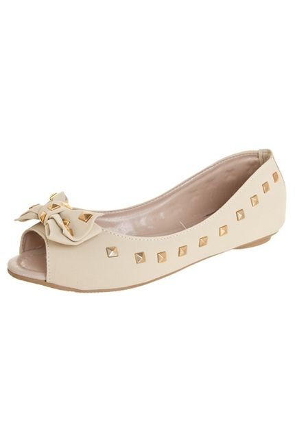 Sapatilha Pink Connection Peep Toe Nude - Marca Pink Connection