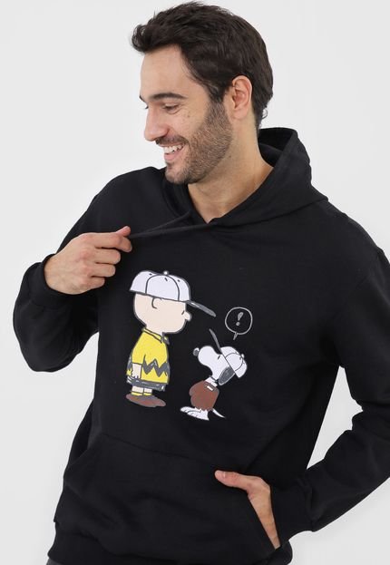 Moletom Flanelado Fechado Snoopy Charlie Brown Preto - Marca Snoopy