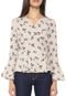 Blusa Lily Fashion Flores Bege - Marca Lily Fashion