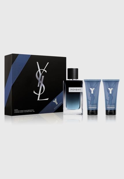 Kit Perfume 100ml Y Eau de Parfum com Duas Unidades Gel de Banho Y Eau de Parfum Ysl Yves Saint Laurent Masculino 50ml - Marca Ysl Yves Saint Laurent