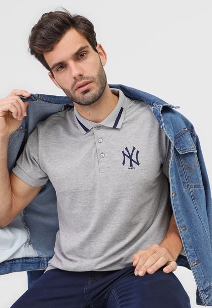 Camisa Polo New Era Reta New York Yankees Cinza - Marca New Era
