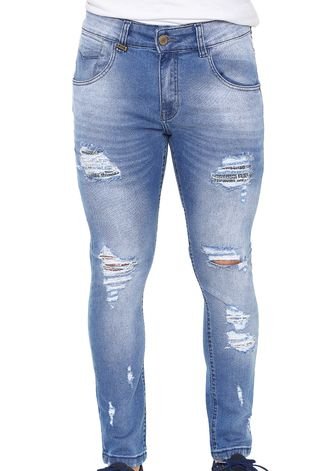 Calça Jeans Rock&Soda Skinny Rasgos Azul