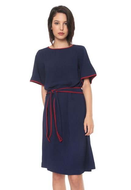 Vestido Enna Curto Liso Azul-marinho/Vermelho - Marca Enna
