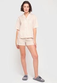 Pijama  Topshop Cotton Stripe Shirt and Short Multicolor - Calce Regular
