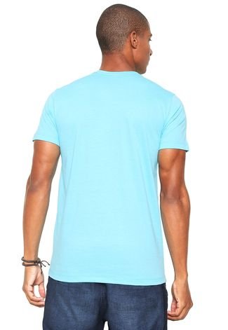 Camiseta Sideway Manga Curta Estampada Azul