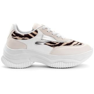 Sneaker Feminino Chunky Animal Print Zebra Flatform Casual Branco