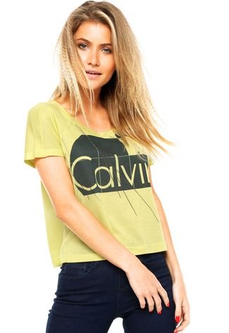 Blusa Calvin Klein Jeans Estampa Abstrata Amarela