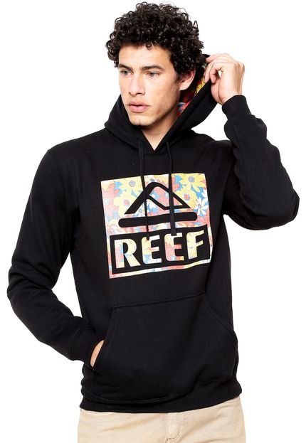 Moletom Flanelado Fechado Reef Hippie Logo Preto - Marca Reef