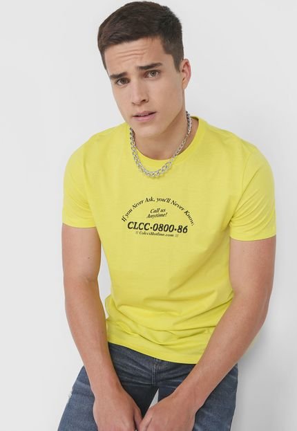 Camiseta Colcci Lettering Amarela - Marca Colcci