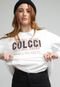 Blusa de Moletom Flanelada Fechada Colcci Logo Off-White - Marca Colcci