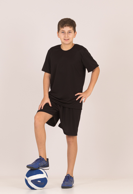 Conjunto Infantil Futebol Dry Fit Camisa e Shorts Juvenil 20-A Lavin basic  preto - Marca Lavin Basic