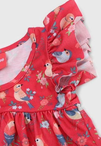 Vestido Tricae Infantil Pássaros Vermelho