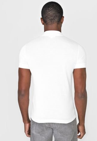 Camisa Polo Lacoste Reta Logo Branca