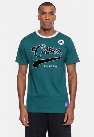 Camiseta NBA Masculina Floco Team Boston Celtics Verde Escuro