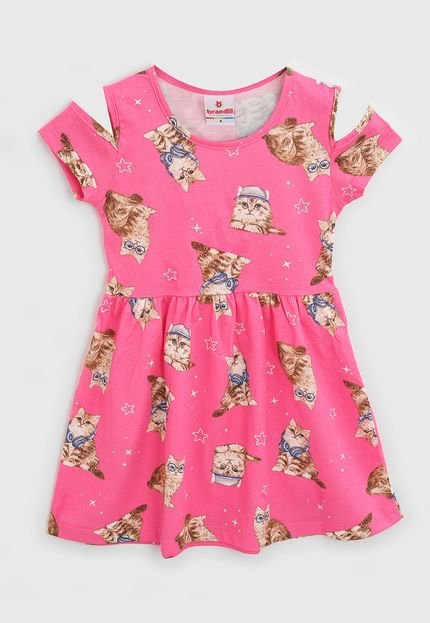 Vestido Brandili Infantil Gatinho Rosa - Marca Brandili