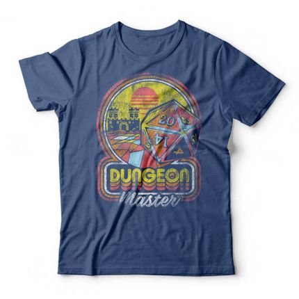 Camiseta Dungeon Master Dice - Azul Genuíno - Marca Studio Geek 